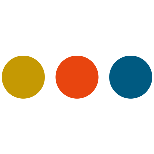 Drei Kreise mit den Farben gelb, rot und blau nebeneinander.