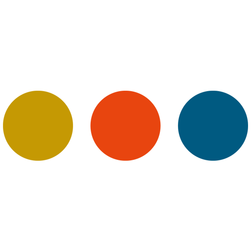 Drei Kreise mit den Farben gelb, rot und blau nebeneinander.